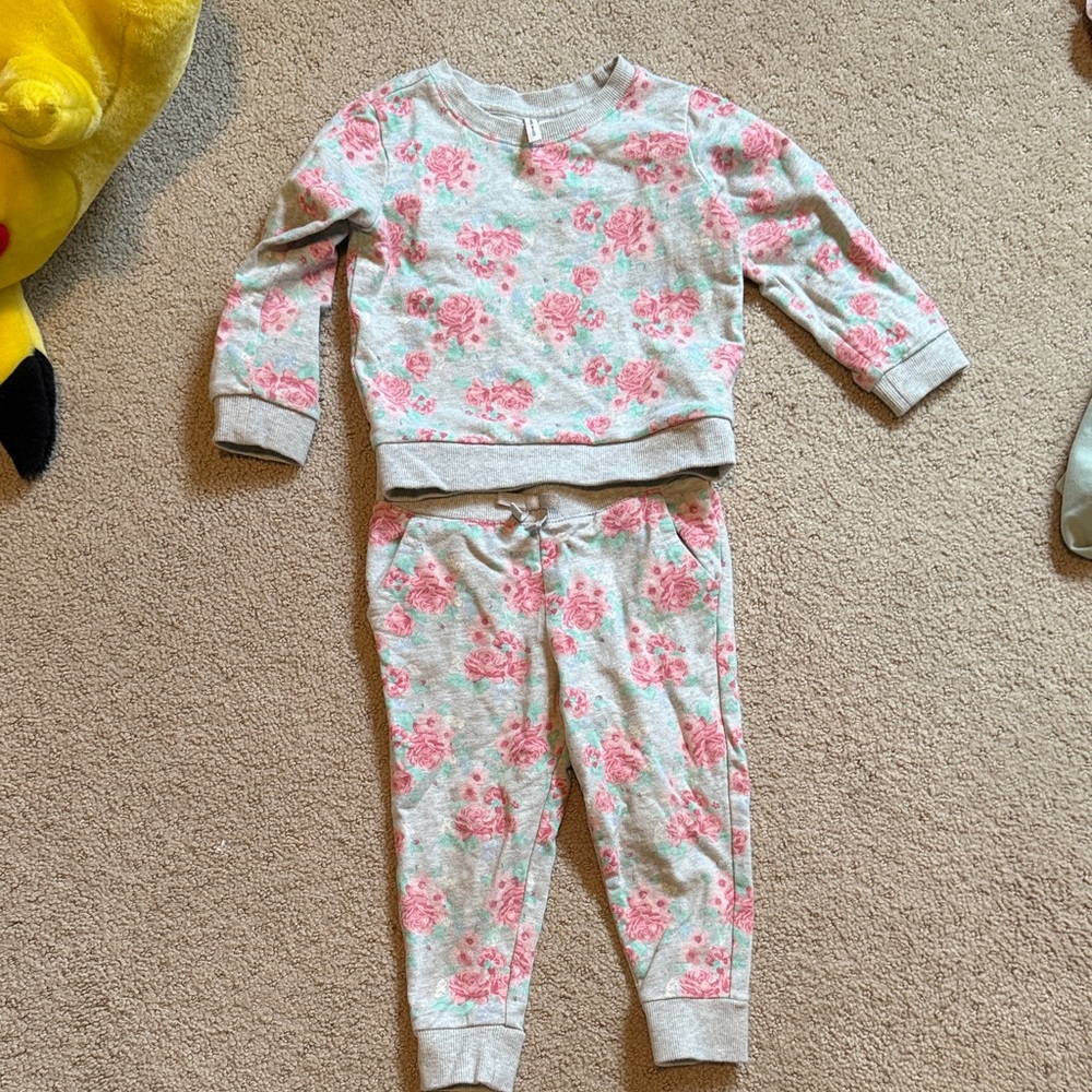 Janie and Jack Pink Floral Pajama Set